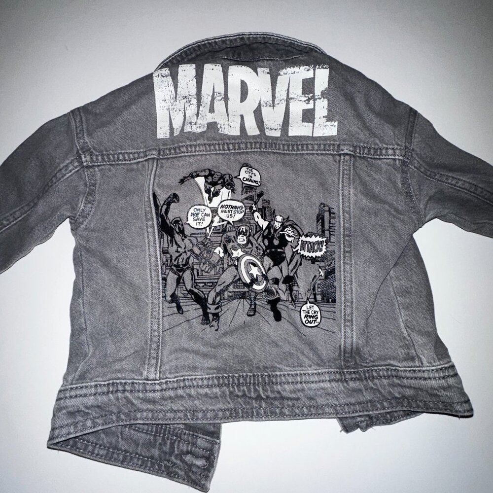 MARVEL Jean Jacket Boy 2T GRAY DENIM JACKET Captain America SPIDERMAN